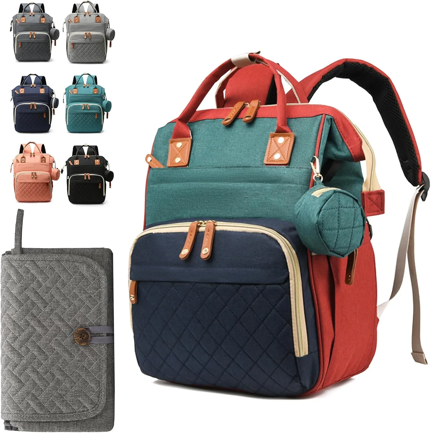 Diaper Bag Backpack for Girls Boys: Multicolor Toddler Diaper Bag with Changing Pad Baby Backpack Diaper Bag for Mon Dad Newborn Pañaleras Bebe Niña Niño Baby Registry Search Essentials Must Haves