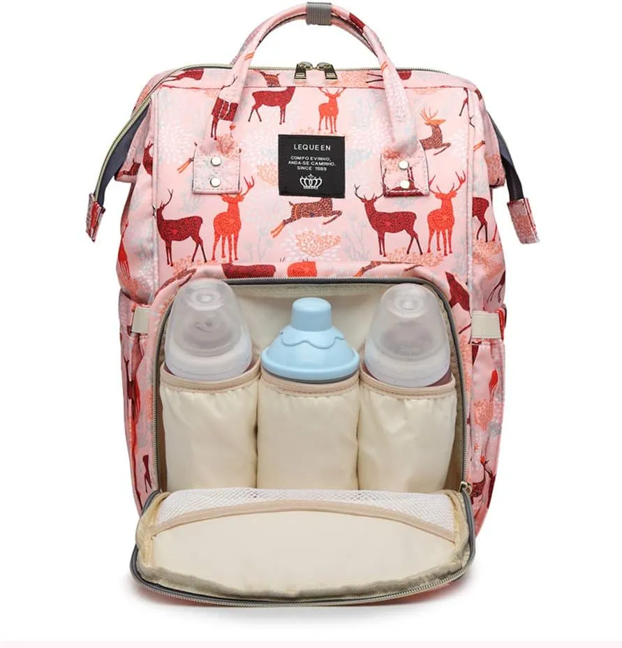 Diaper Bag Backpack for Mom Dad, Maternity Changing Bag Diaper Backpack with Stroller Straps(deer blue)