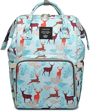 Diaper Bag Backpack for Mom Dad, Maternity Changing Bag Diaper Backpack with Stroller Straps(deer blue)