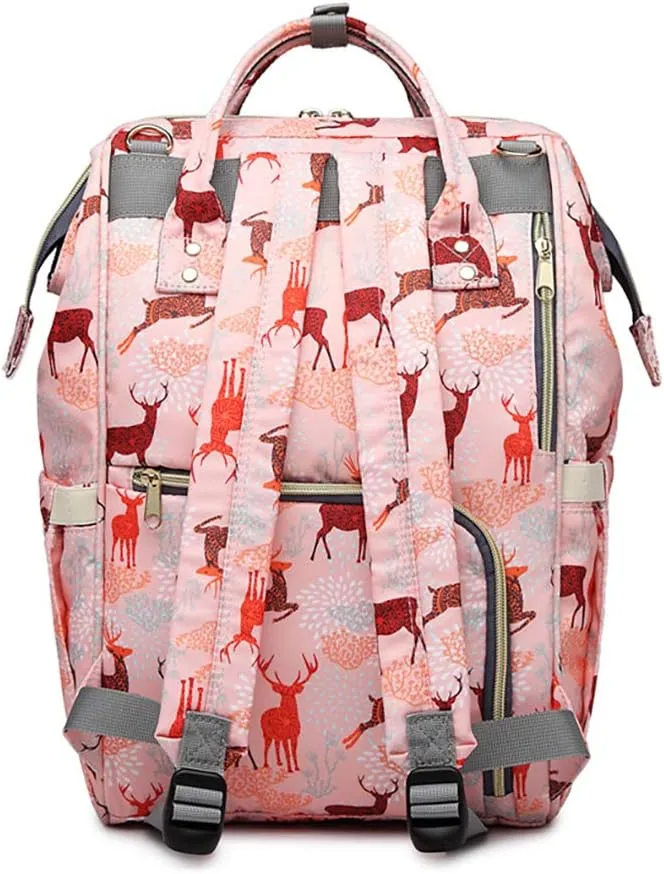 Diaper Bag Backpack for Mom Dad, Maternity Changing Bag Diaper Backpack with Stroller Straps(deer blue)