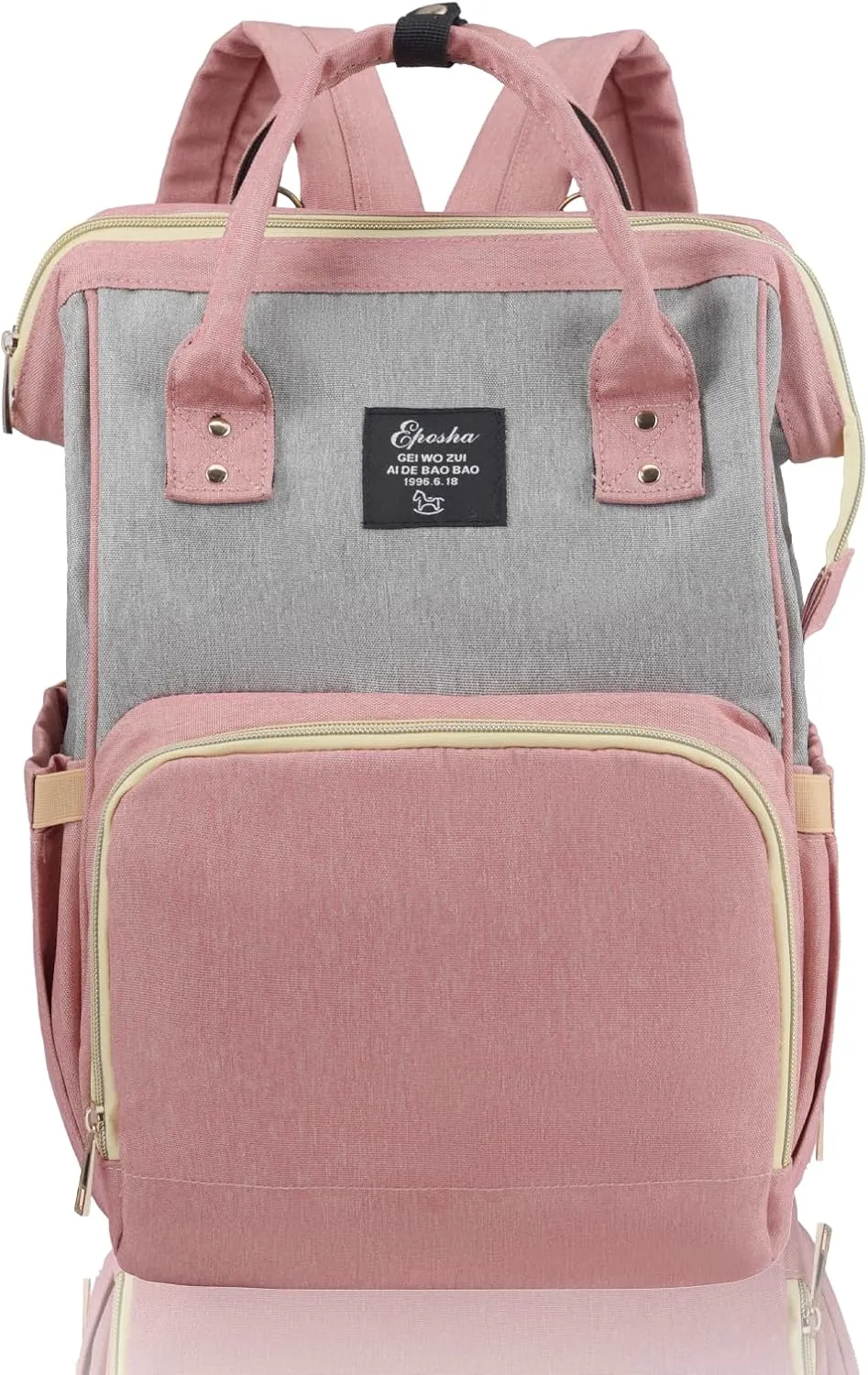 Diaper Bag Backpack Multifunction Large Bags with Changing Pad & Stroller Straps Pacifier Case Unisex (dusty pink)