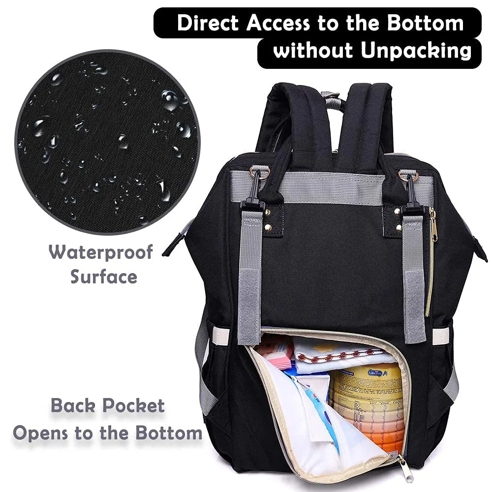 Diaper Bag Backpack, Multifunction Waterproof Travel Back Pack Maternity Baby Nappy Changing Bags Black