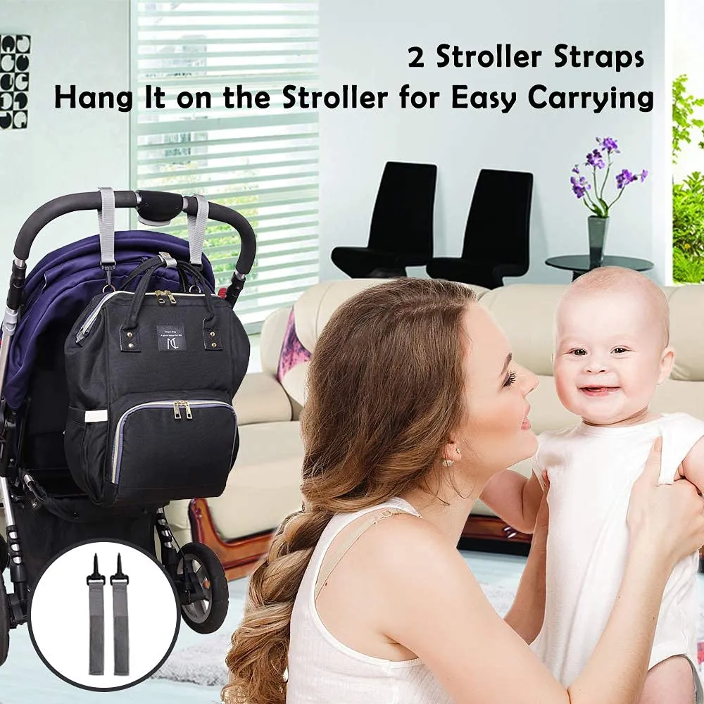 Diaper Bag Backpack, Multifunction Waterproof Travel Back Pack Maternity Baby Nappy Changing Bags Black