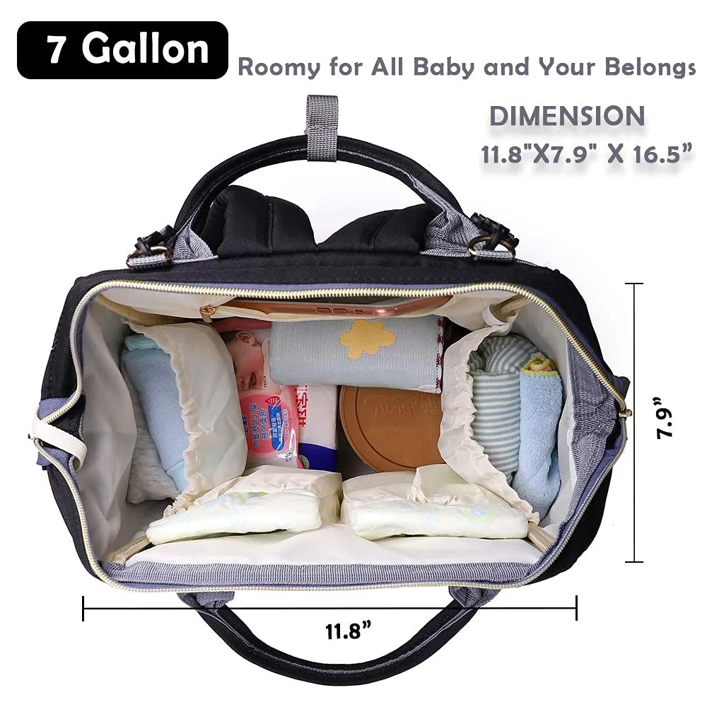 Diaper Bag Backpack, Multifunction Waterproof Travel Back Pack Maternity Baby Nappy Changing Bags Black