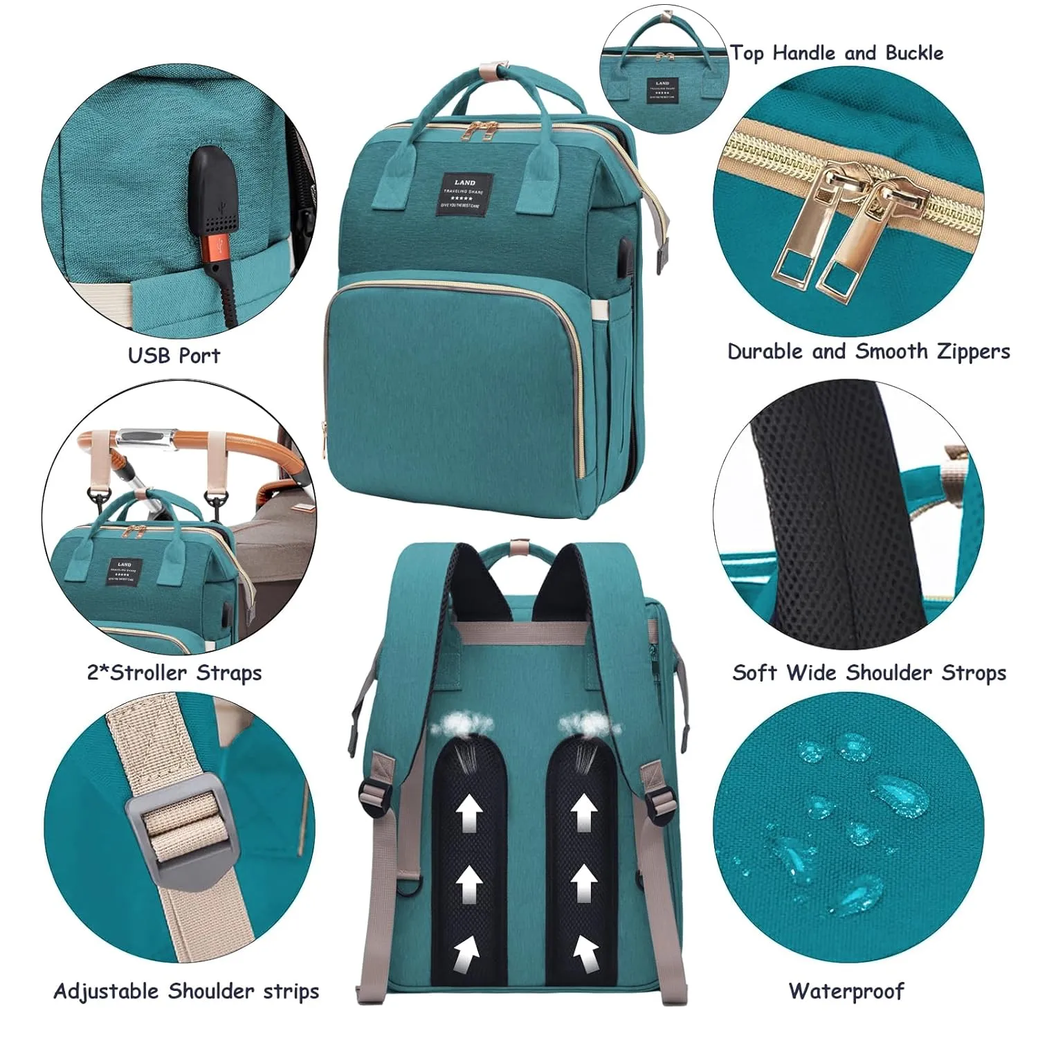 Diaper Bag Backpack, Multifunctional Baby Diaper Bag, Diaper Changing Station for Boys Girls, Large Capacity Travel Baby Bag for Mom Dad