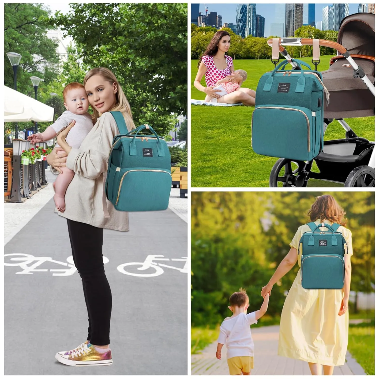 Diaper Bag Backpack, Multifunctional Baby Diaper Bag, Diaper Changing Station for Boys Girls, Large Capacity Travel Baby Bag for Mom Dad
