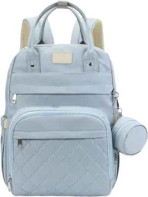 Diaper Bag Backpack with Changing Pad Pacifier Case and Insulated Bottle Pocket for Mom and Dad (Blue)