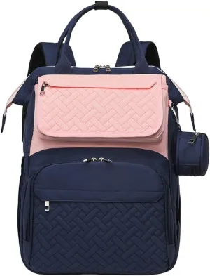 Diaper Bag Backpack with Changing Pad Pacifier Case, Diaper Bag Backpack for Dad and Mom, Maternity Bag Organizer (Blue Pink)
