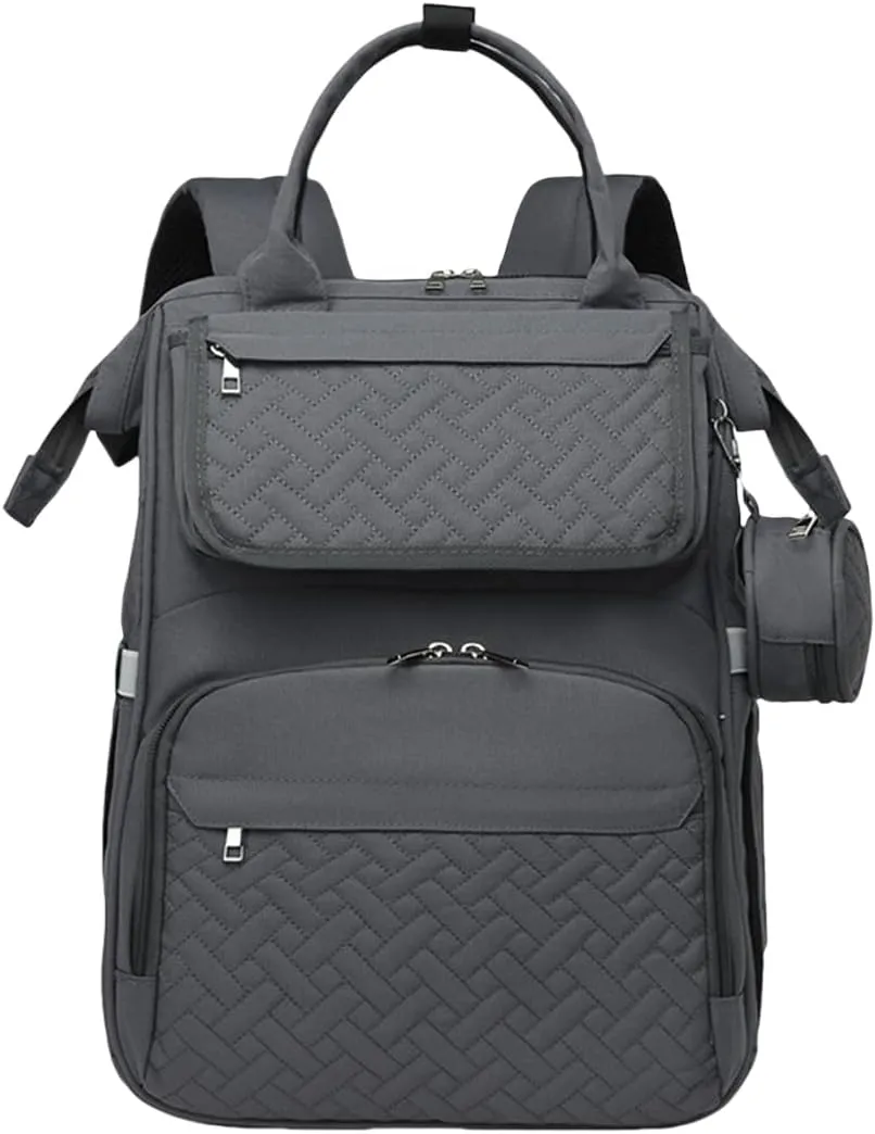 Diaper Bag Backpack with Changing Pad Pacifier Case, Diaper Bag Backpack for Dad and Mom, Maternity Bag Organizer (Grey)