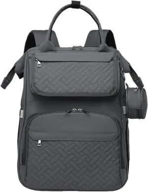 Diaper Bag Backpack with Changing Pad Pacifier Case, Diaper Bag Backpack for Dad and Mom, Maternity Bag Organizer (Grey)