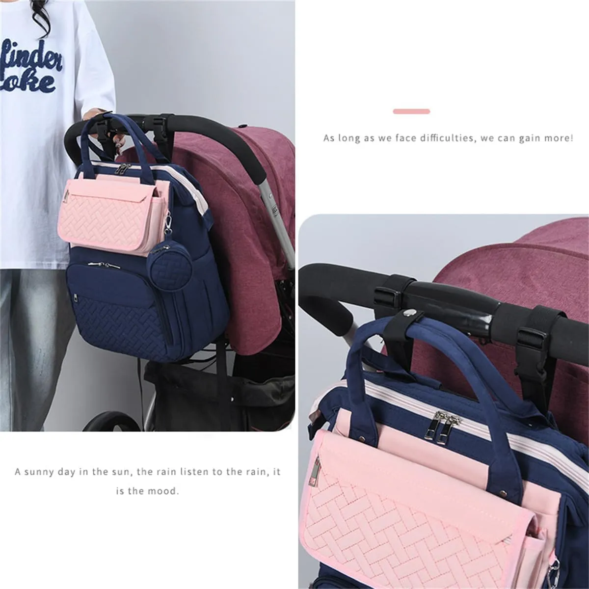 Diaper Bag Backpack with Changing Pad Pacifier Case, Diaper Bag Backpack for Dad and Mom, Maternity Bag Organizer (Grey)