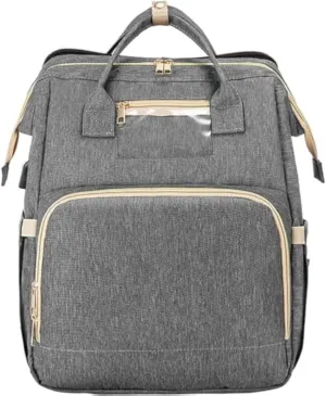 Diaper Bag Backpack with Changing Station, Large Baby Diaper Bag, Multifunctional Travel Diaper Waterproof Backpack for Baby Boy & Girls, Travel Nappy Bag with USB Charging Port, Grey
