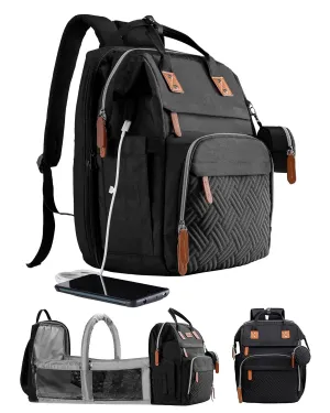 Diaper Bag Backpack with Changing Station, Large Diaper Bag, Multifunctional Diaper Bag, Baby Bags, Baby Backpack, Black