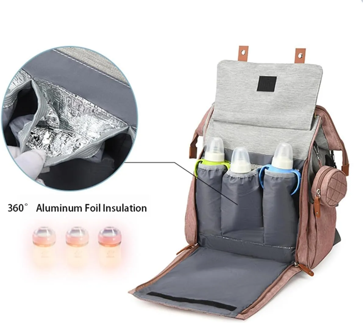 Diaper Bag Backpack with Pacifier Case, Diaper Bag Backpack for Women Large Capacity with Insulated Pockets (Black grey)