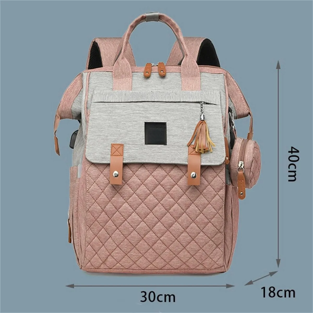 Diaper Bag Backpack with Pacifier Case, Diaper Bag Backpack for Women Large Capacity with Insulated Pockets (Black grey)