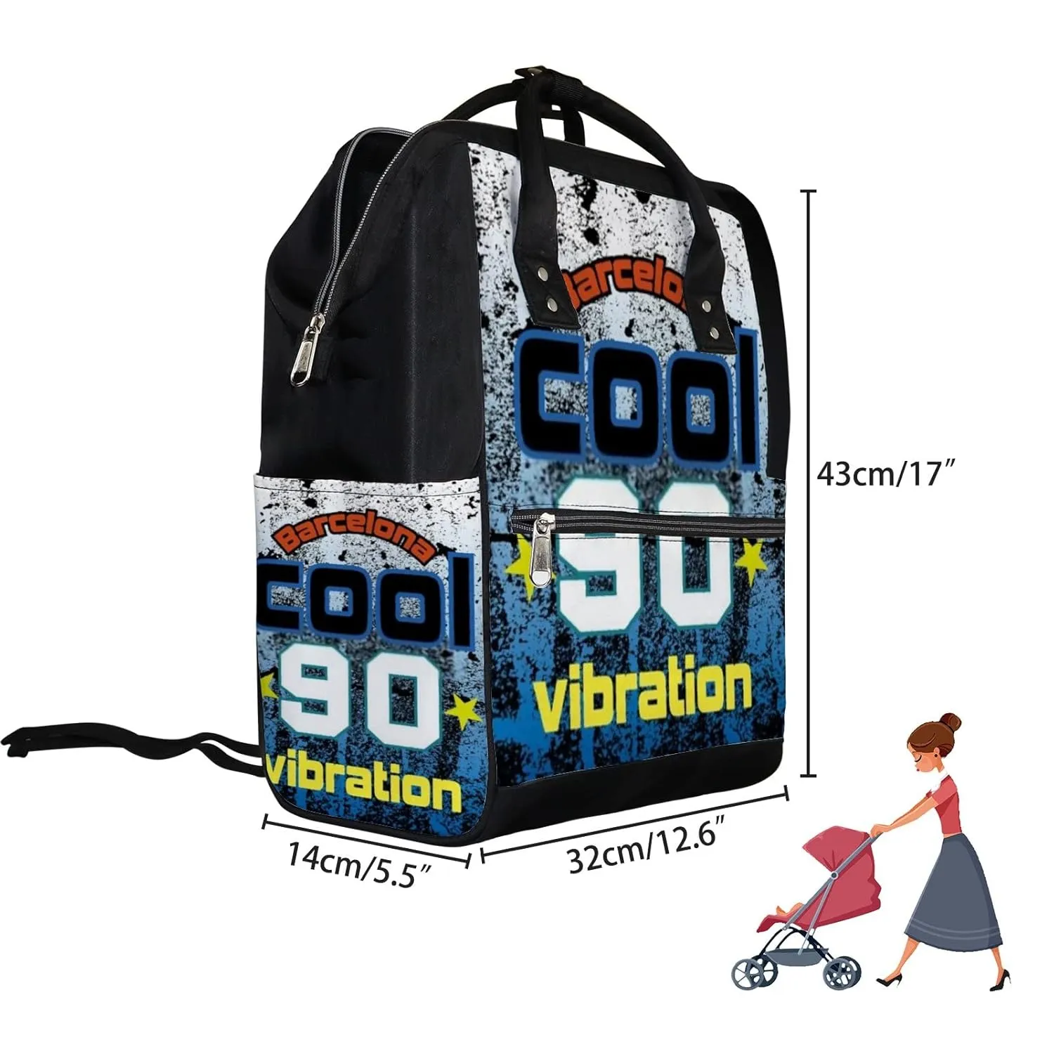 Diaper Bag Mummy Backpack Barcelona Cool Vibration Poster Multifunction Baby Nappy Bag Large Capacity Nursing Bags Waterproof Travel Backpack