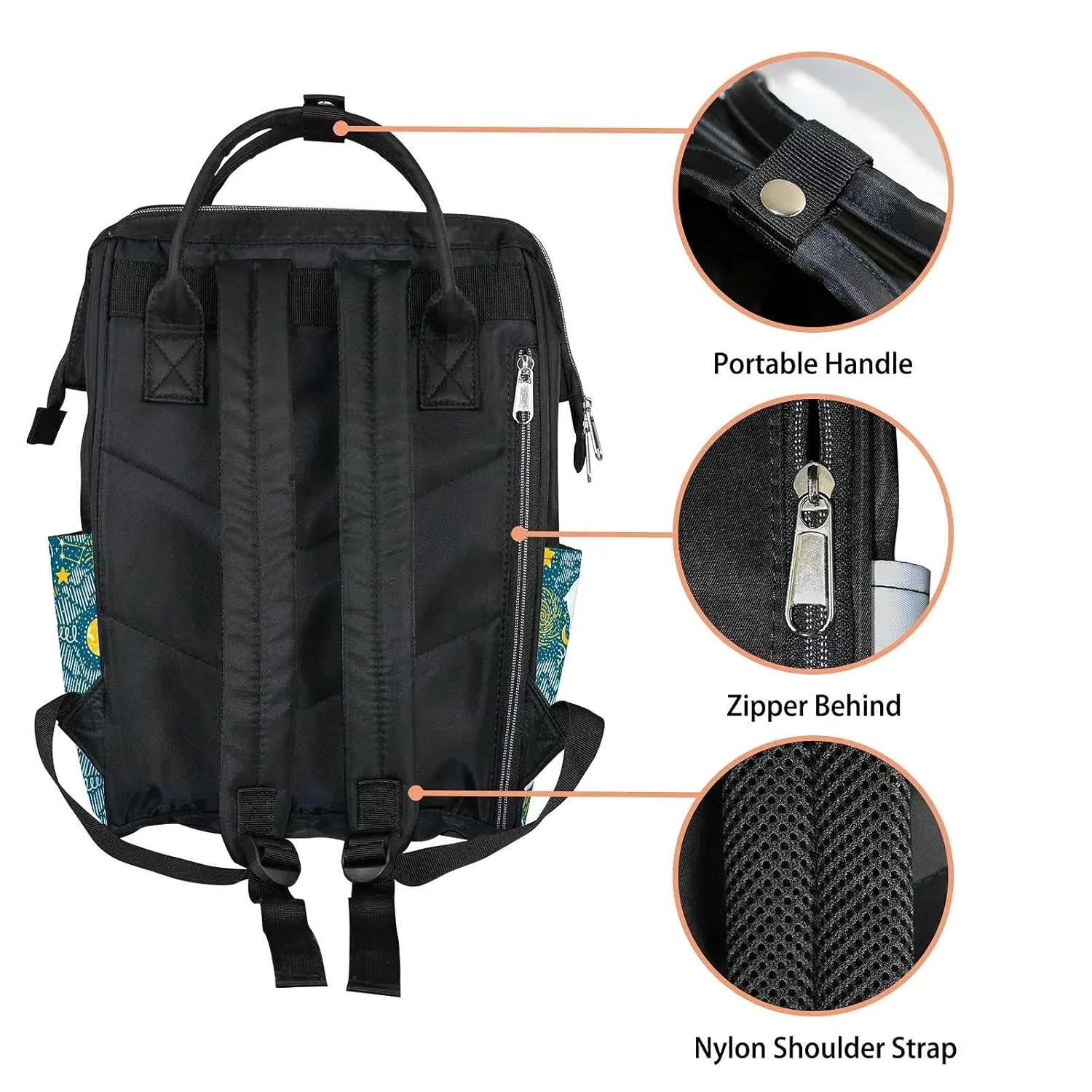Diaper Bag Mummy Backpack Polar Bears Moon Stars Galaxy Night Multifunction Baby Nappy Bag Large Capacity Nursing Bags Waterproof Travel Backpack