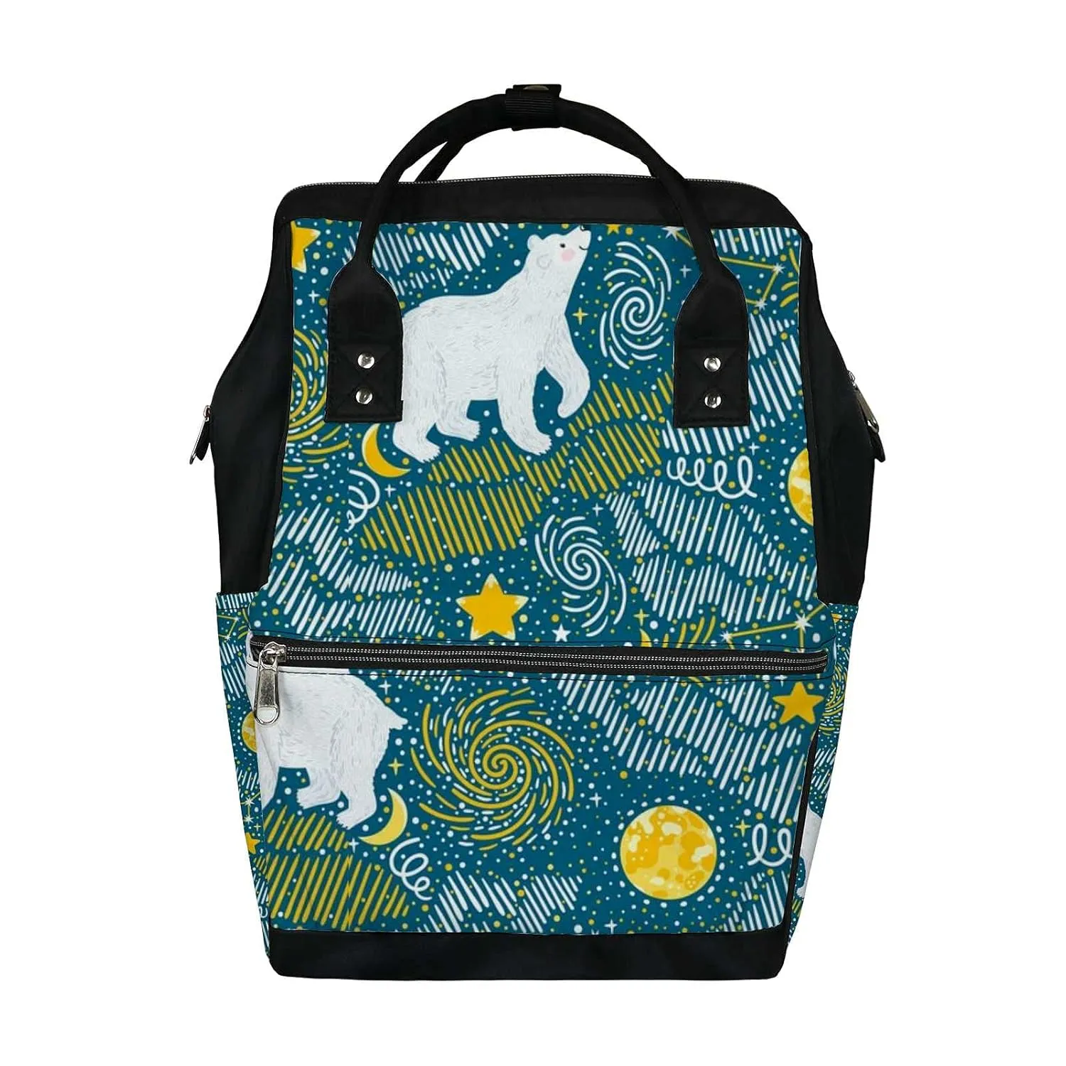 Diaper Bag Mummy Backpack Polar Bears Moon Stars Galaxy Night Multifunction Baby Nappy Bag Large Capacity Nursing Bags Waterproof Travel Backpack