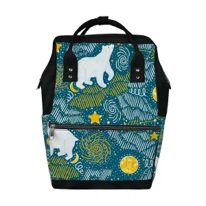 Diaper Bag Mummy Backpack Polar Bears Moon Stars Galaxy Night Multifunction Baby Nappy Bag Large Capacity Nursing Bags Waterproof Travel Backpack
