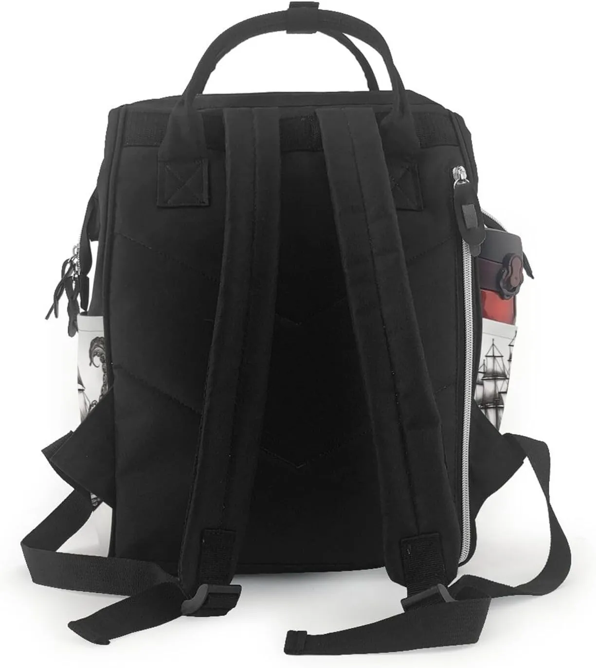 Diaper Bag Nappy Backpack Baby Bag Black and White Octopus and Ship Mummy Backpack Multifunction Changing Bags for Travel, Black and White Octopus and Ship, One Size