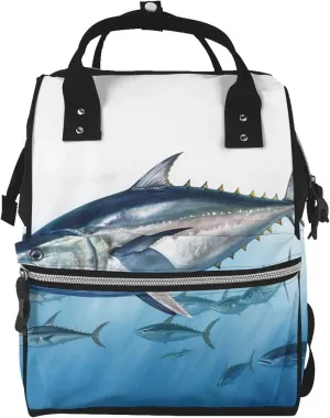 Diaper Bag Nappy Backpack Baby Bag Opossum and Roses Mummy Backpack Multifunction Changing Bags for Travel, Bluefin Tuna Thunnus, One Size