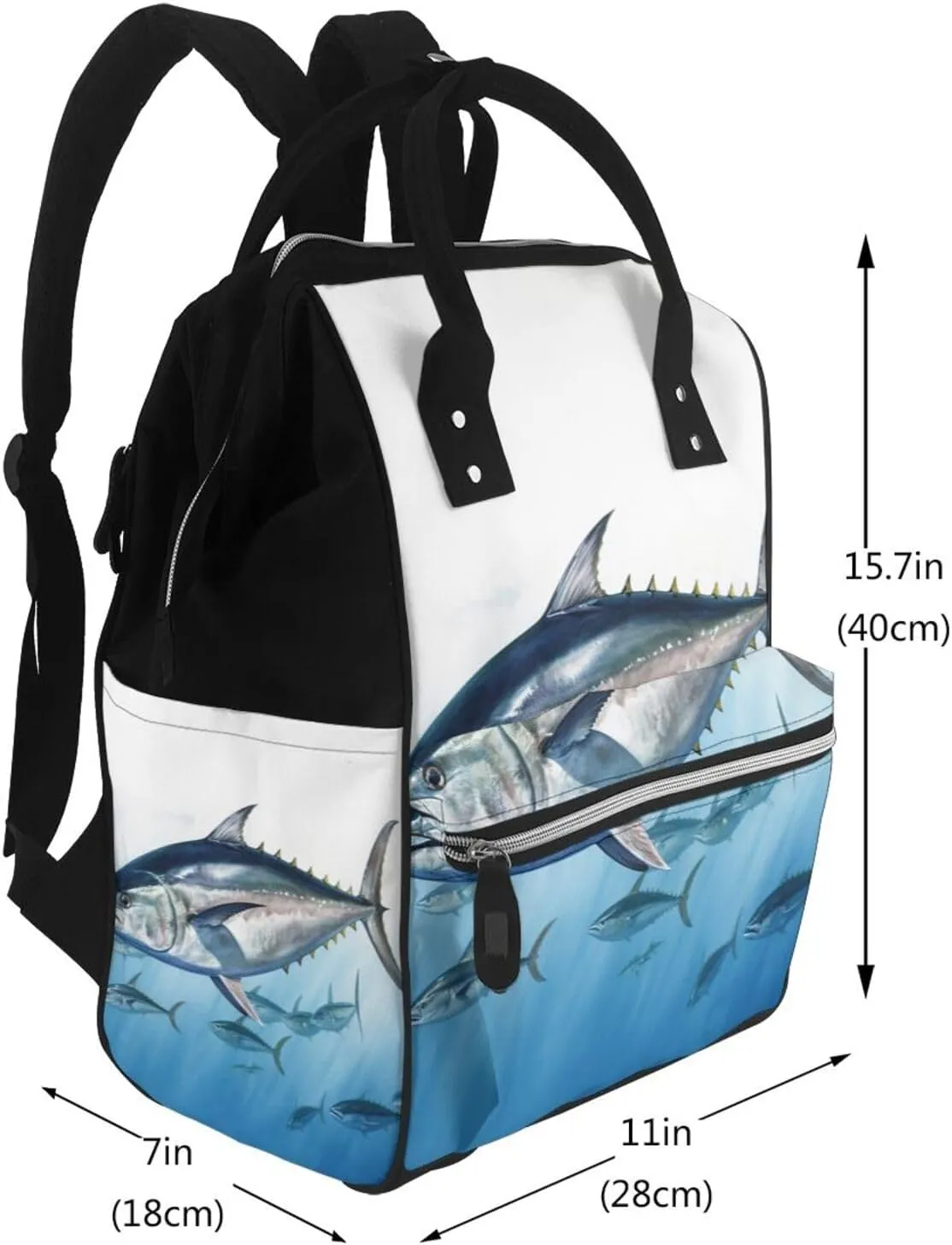 Diaper Bag Nappy Backpack Baby Bag Opossum and Roses Mummy Backpack Multifunction Changing Bags for Travel, Bluefin Tuna Thunnus, One Size