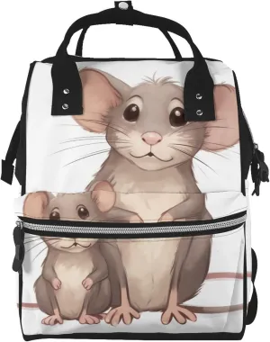 Diaper Bag Nappy Backpack Baby Bag Squirrel Animal Mummy Backpack Multifunction Changing Bags for Travel, Mother and Child Rats, One Size