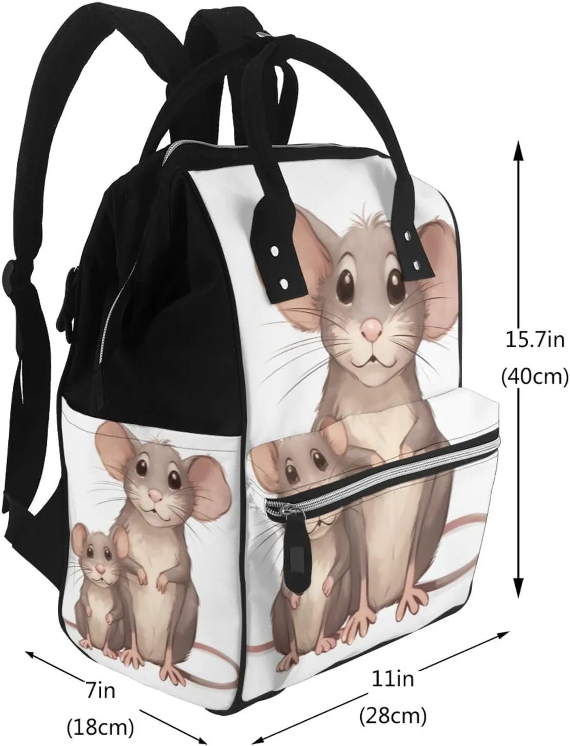 Diaper Bag Nappy Backpack Baby Bag Squirrel Animal Mummy Backpack Multifunction Changing Bags for Travel, Mother and Child Rats, One Size