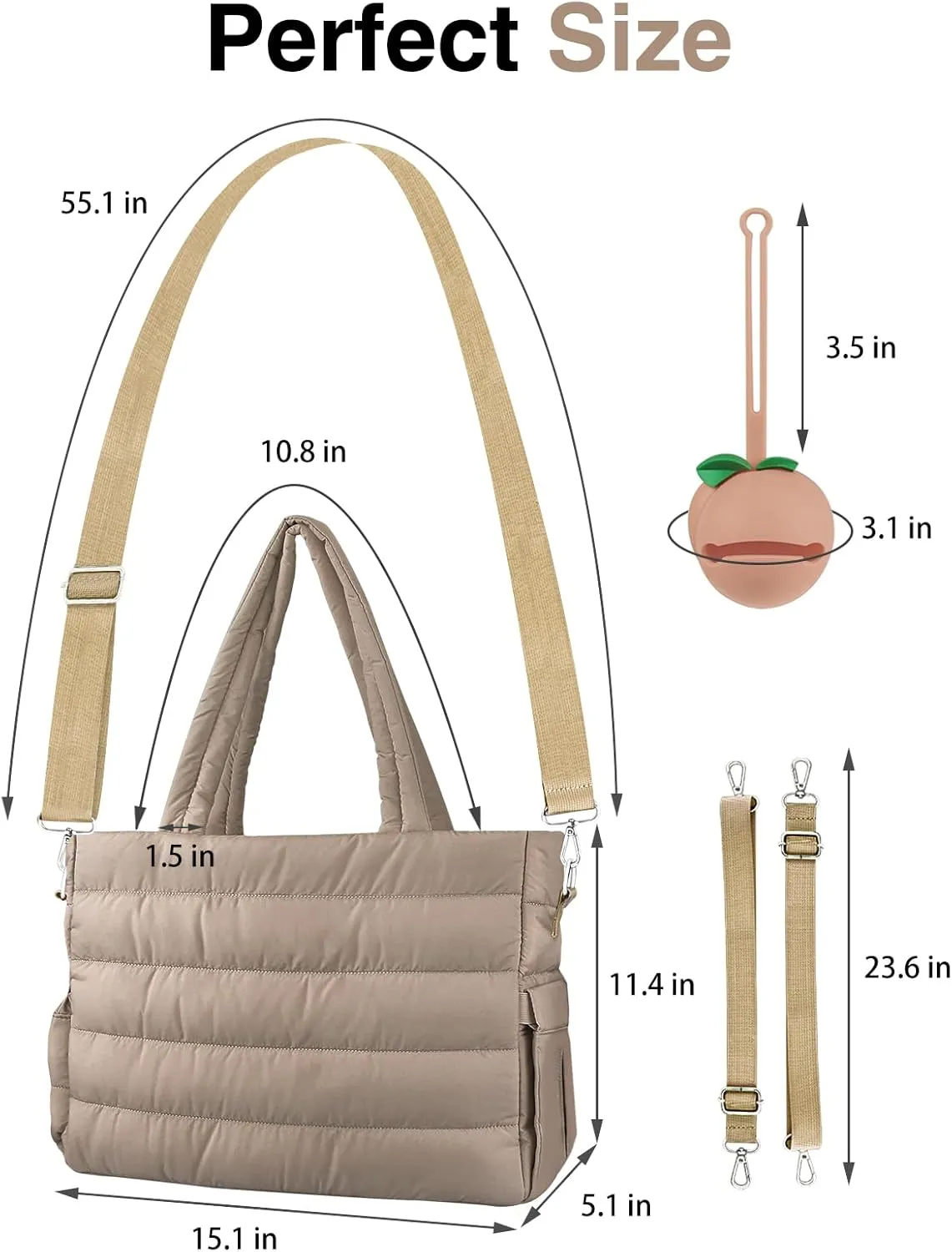 Diaper Bag Tote, Baby Diaper Tote Bags Crossbody Hospital Bag Travel Large Mommy Bag, with Silicone Pacifier Case