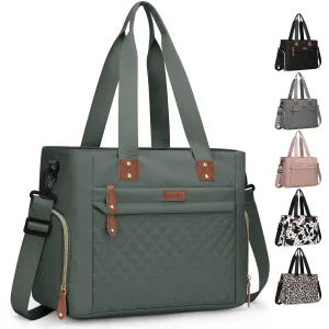 Diaper Bag Tote for Working Mom, Large Travel Diaper Tote for Mom and Dad with 15 Inch Laptop Sleeve, Mommy Maternity Travel Baby Bag for Boys and Girls, Green