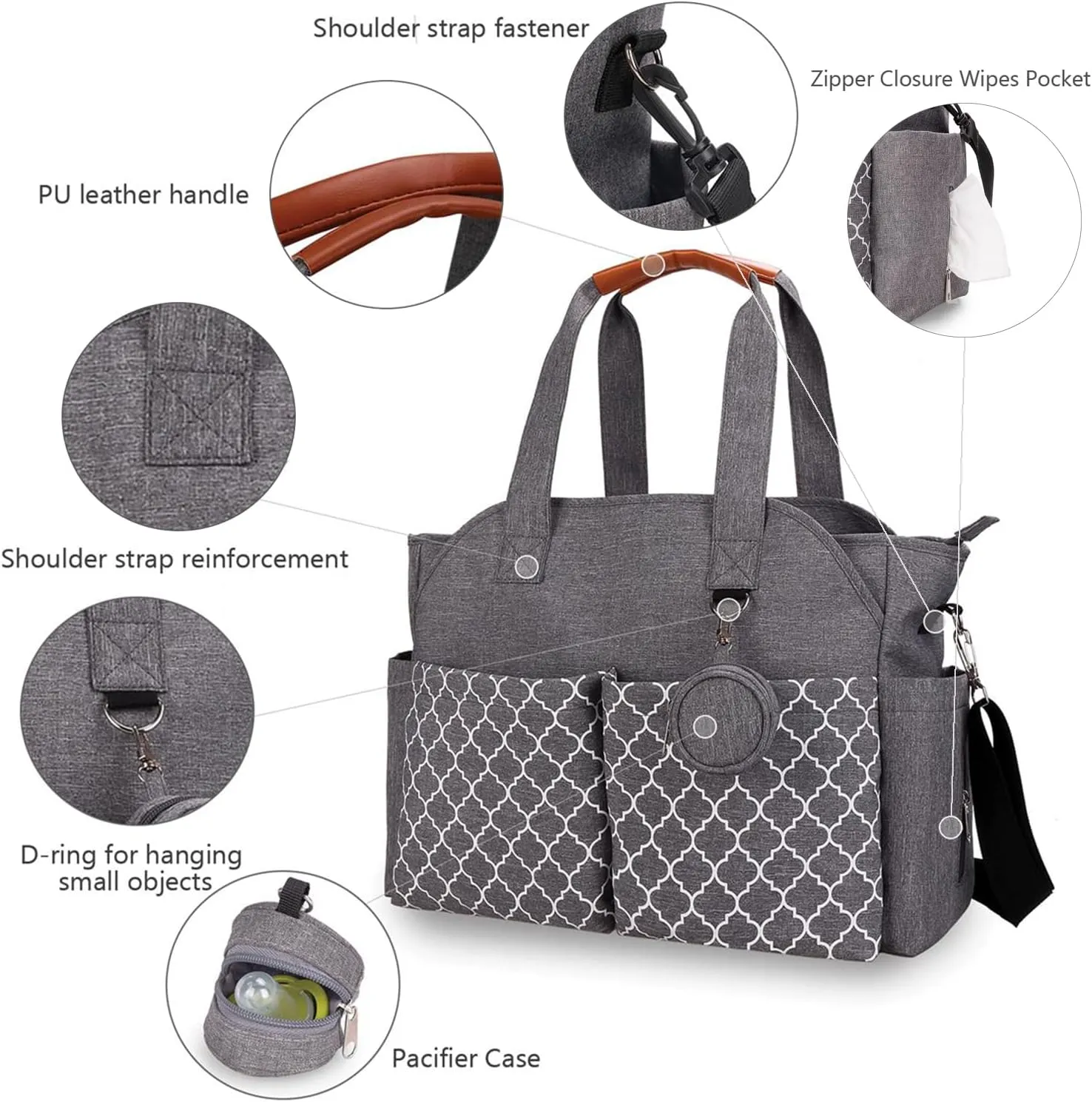 Diaper Bag Tote Large Baby Changing Bag for Mom with Changing Station