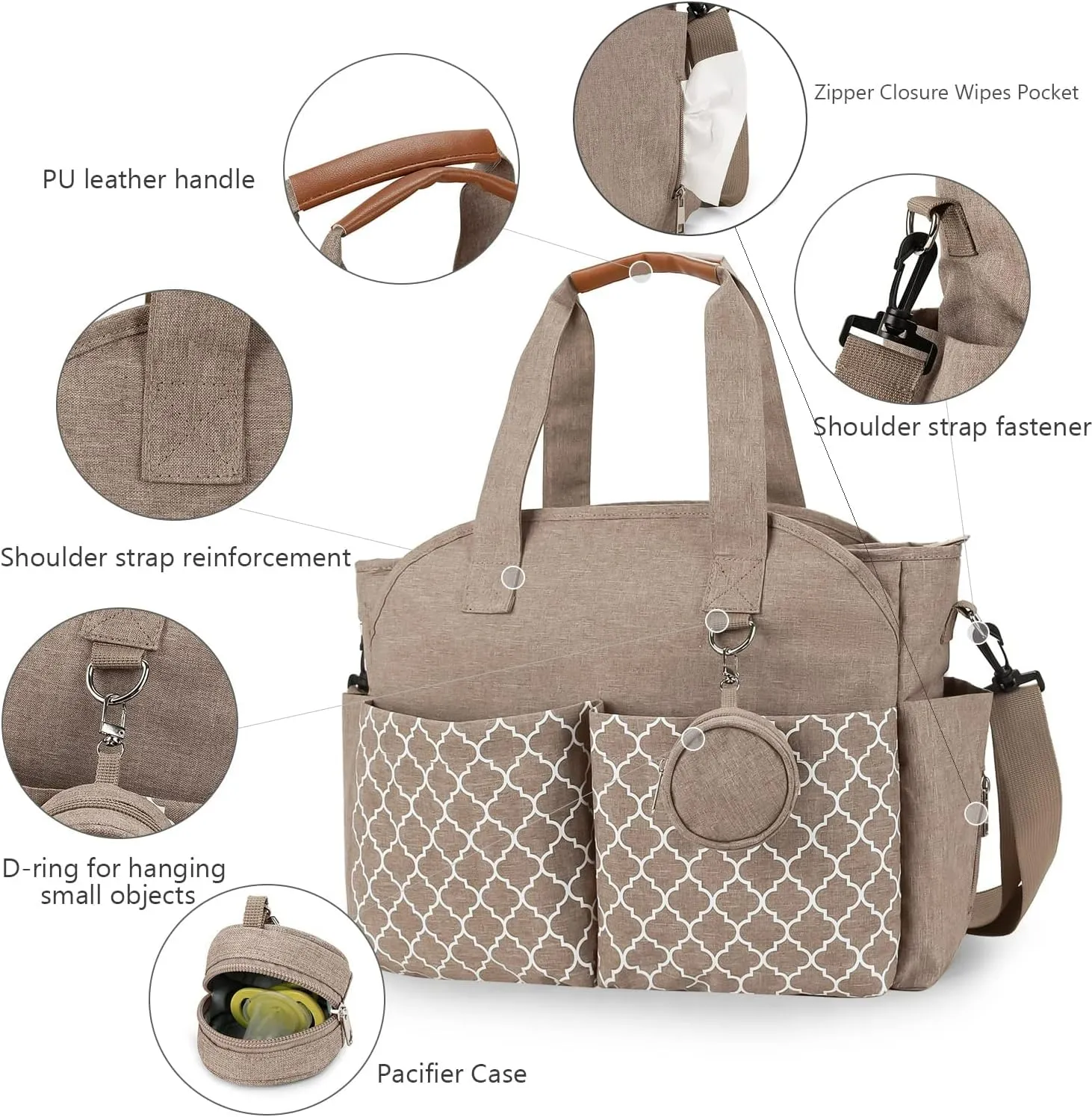 Diaper Bag Tote Large Baby Changing Bag for Mom with Changing Station