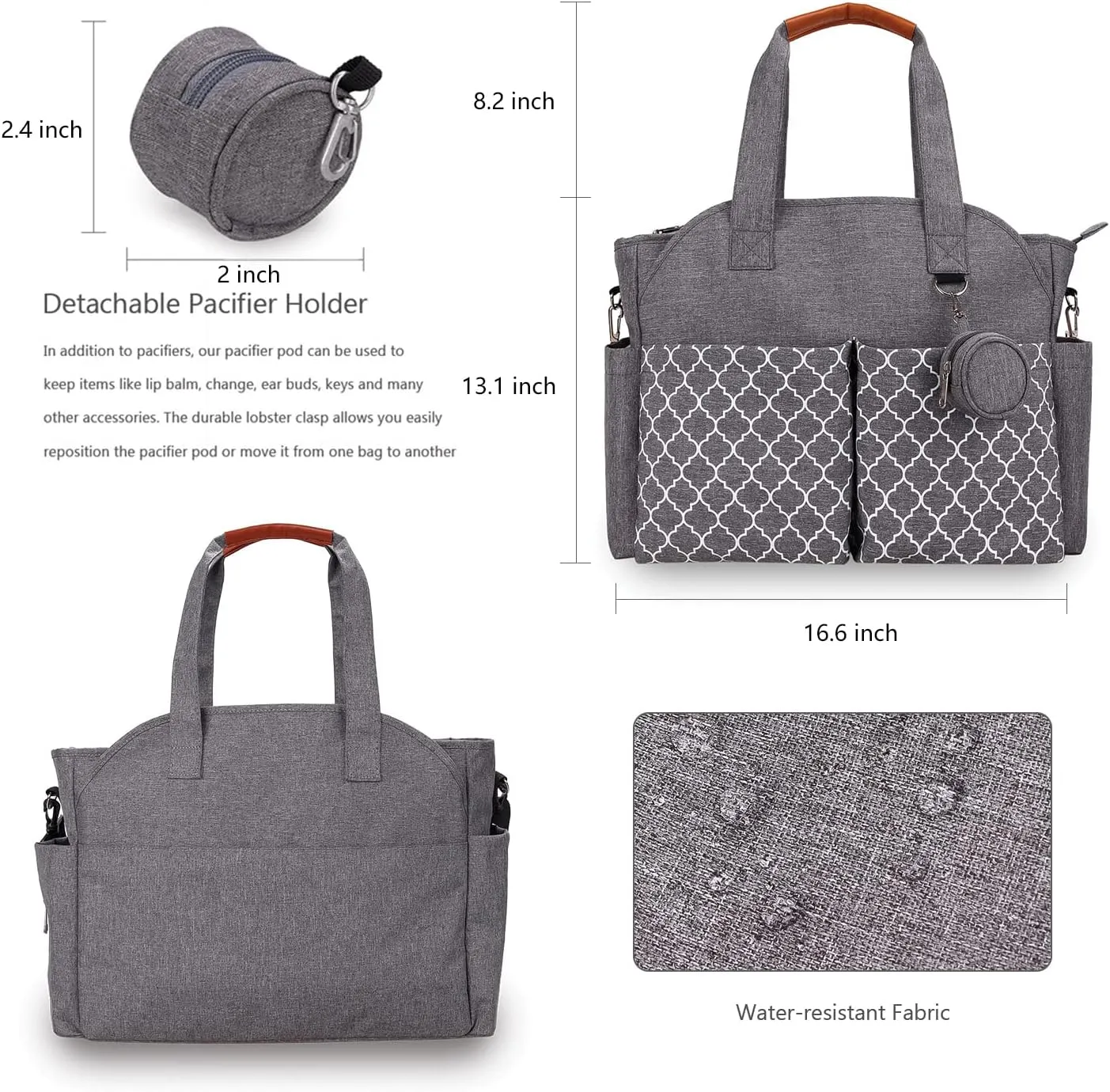 Diaper Bag Tote Large Baby Changing Bag for Mom with Changing Station