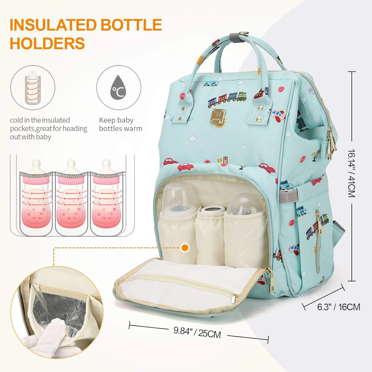 Diaper Bags Backpack Baby Bag for Mom Dad Baby Girls Boy, Cute Mult Diaper Nappy Bag Travel Back Pack,Waterproof Maternity Changing Bag Baby Stuff with USB Charging Port Stroller Straps Large Blue