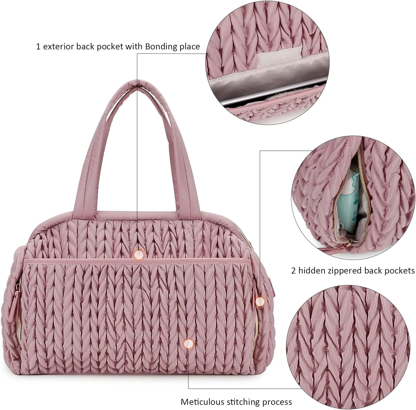 Diaper Quiltde Tote Large Mommy Maternity Bag Stroller Bag Upgrade Multi-Function with Adjustable Shoulder Strap
