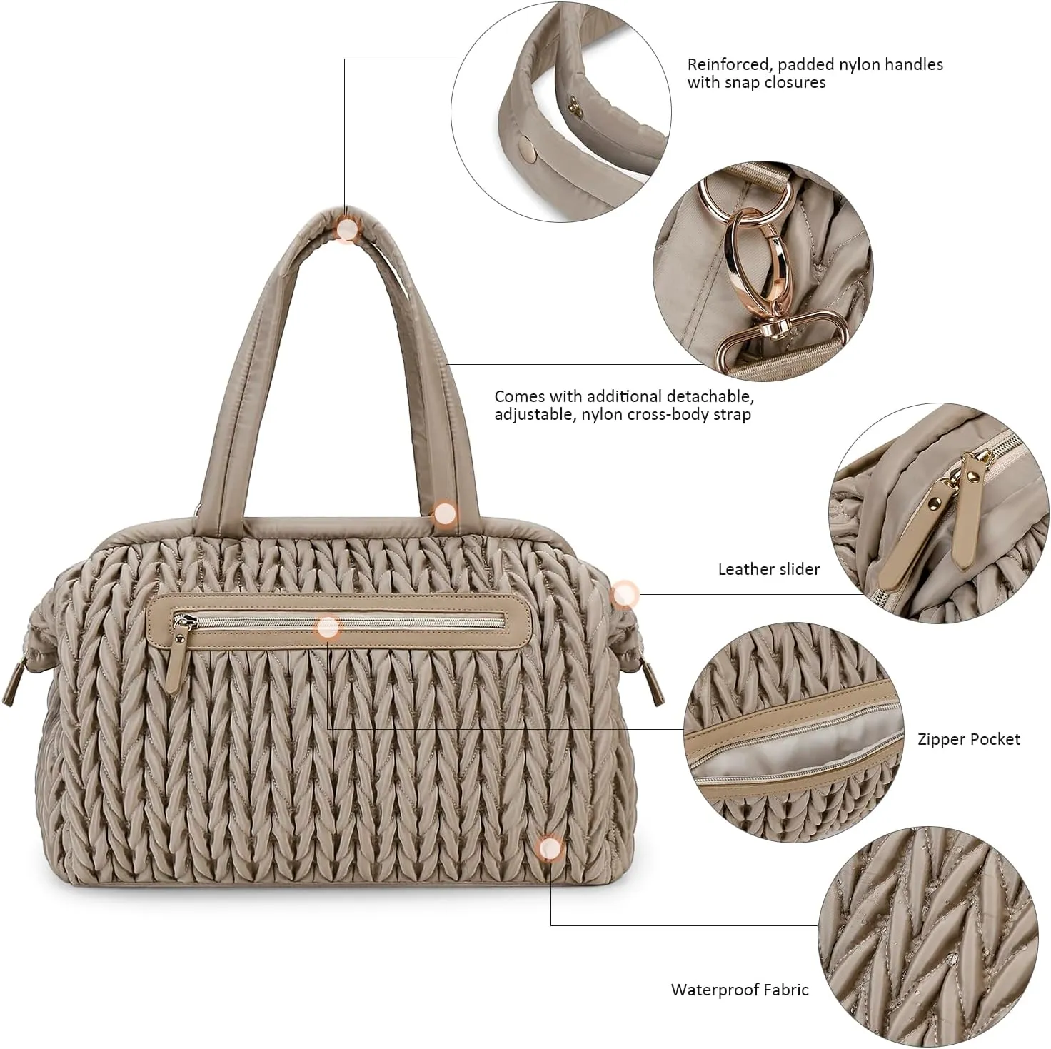 Diaper Quiltde Tote Large Mommy Maternity Bag Stroller Bag Upgrade Multi-Function with Adjustable Shoulder Strap