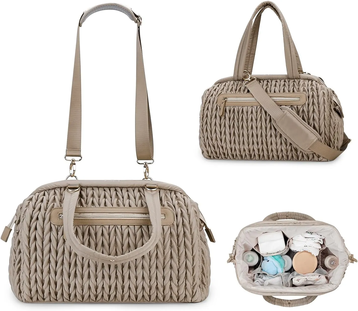 Diaper Quiltde Tote Large Mommy Maternity Bag Stroller Bag Upgrade Multi-Function with Adjustable Shoulder Strap
