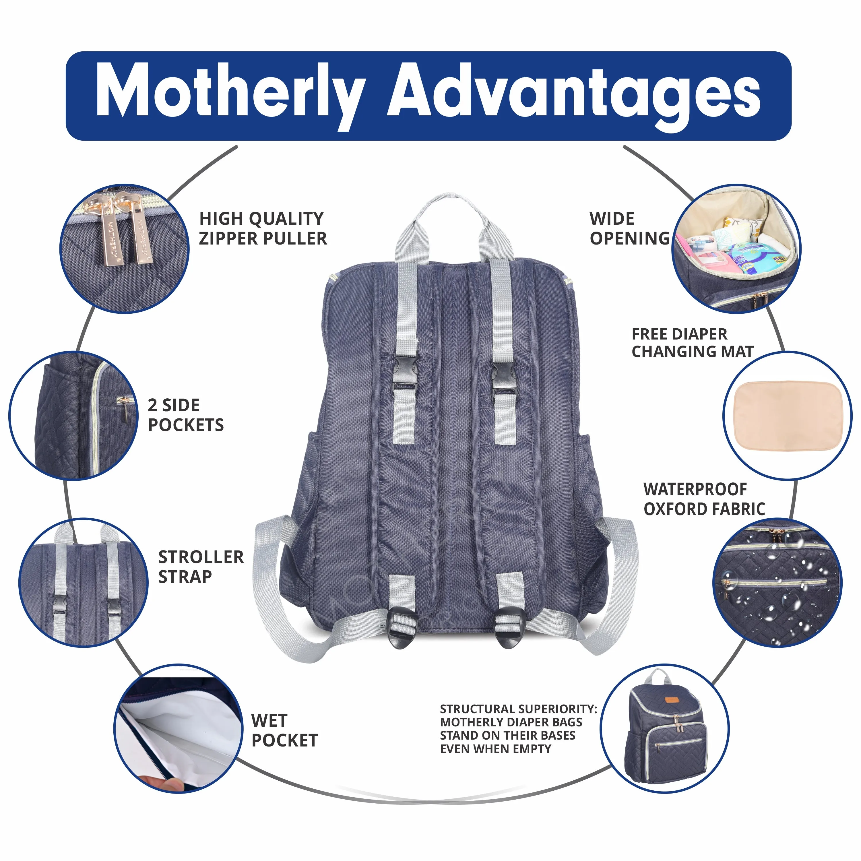 Diaper Quilted Diaper Bag for Mothers for Travel with Changing Mat - Spacious Diaper Bags for Mom | Baby Bag with Multi-Pocket Design | Maternity Bags for Mother and Baby