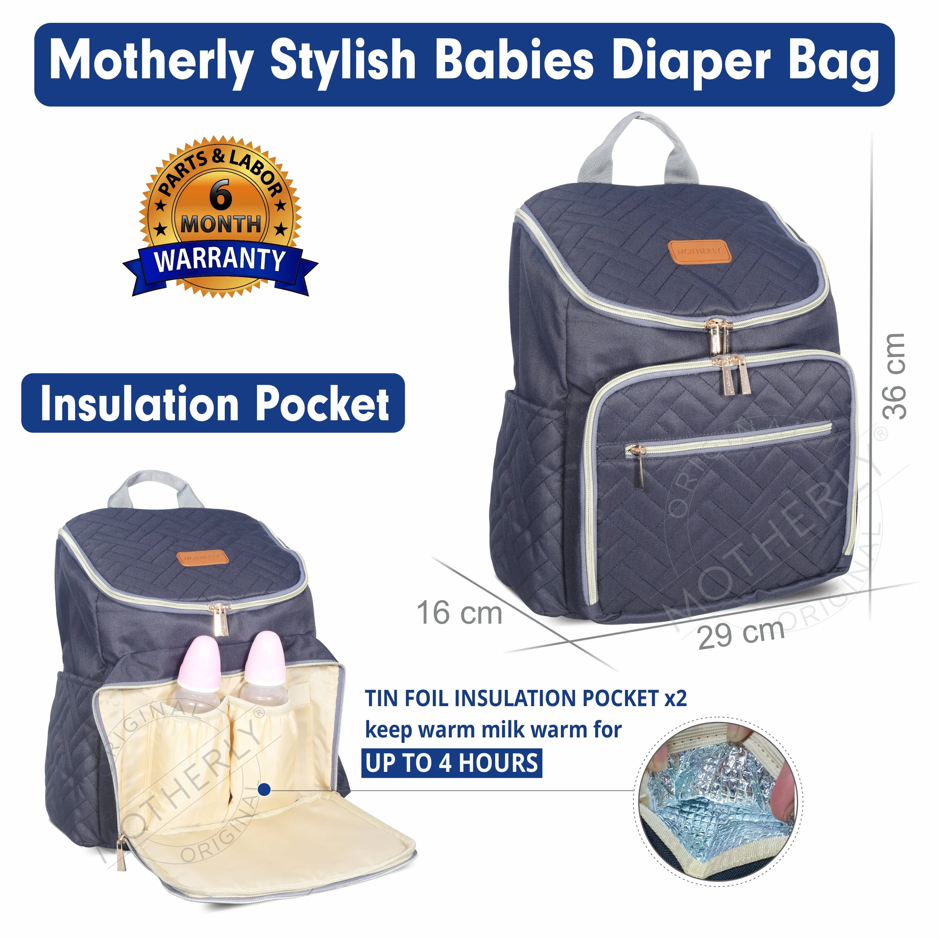 Diaper Quilted Diaper Bag for Mothers for Travel with Changing Mat - Spacious Diaper Bags for Mom | Baby Bag with Multi-Pocket Design | Maternity Bags for Mother and Baby