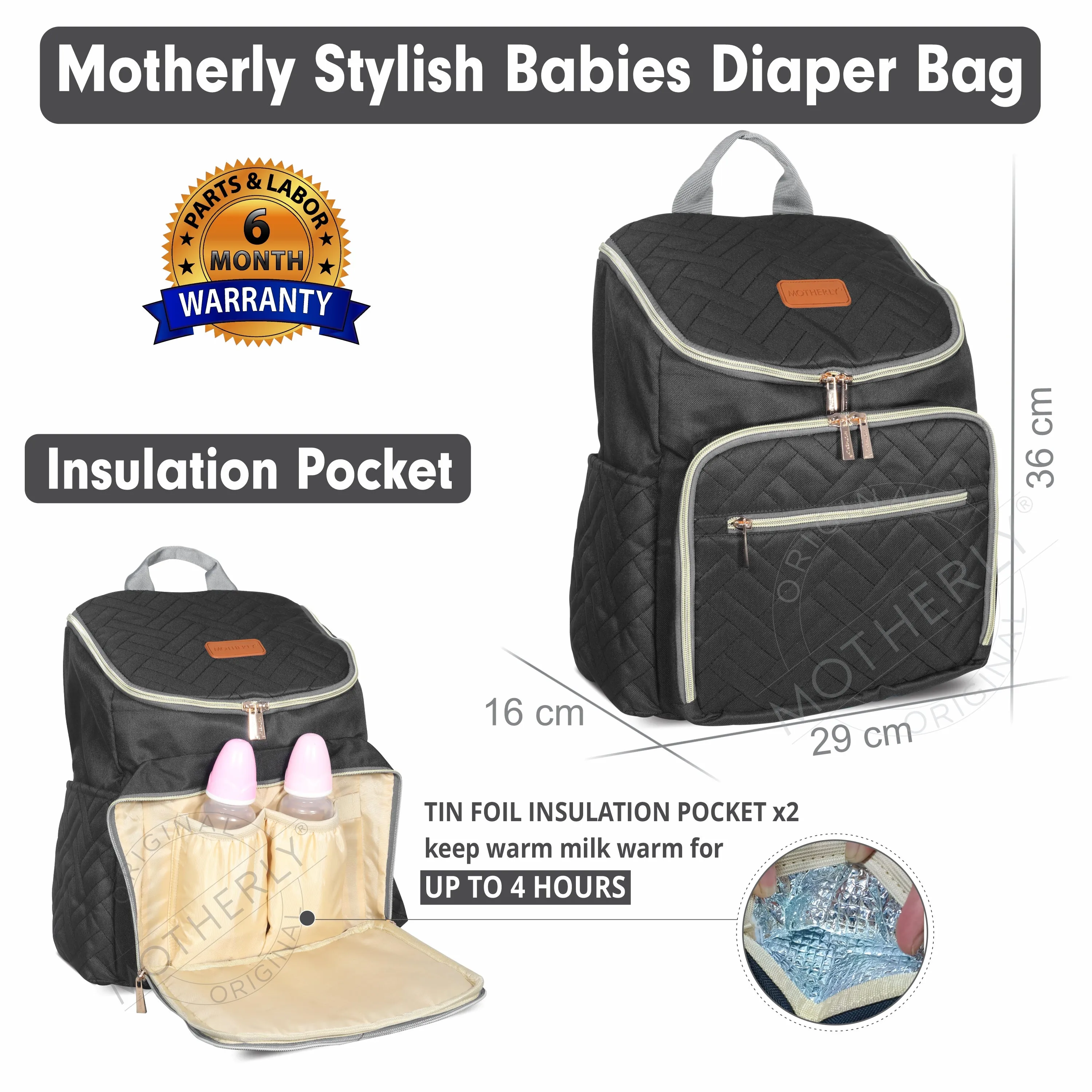 Diaper Quilted Diaper Bag for Mothers for Travel with Changing Mat - Spacious Diaper Bags for Mom | Baby Bag with Multi-Pocket Design | Maternity Bags for Mother and Baby