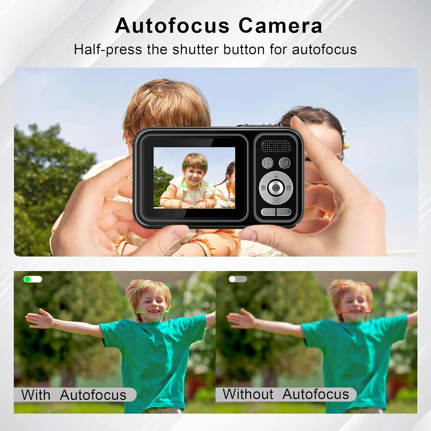 Digital Camera, Autofocus 48MP Kids Camera, FHD 1080P Point and Shoot Digital Cameras with 32GB Card, 16X Zoom Anti-Shake, Compact Camera with 1500mAh Batteries for Boys Girls Teens