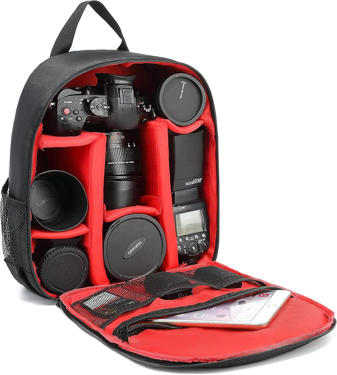 Digital DSLR Camera Waterproof Sling Backpack Shoulder Bag for Women and Men Teenagers (Red)
