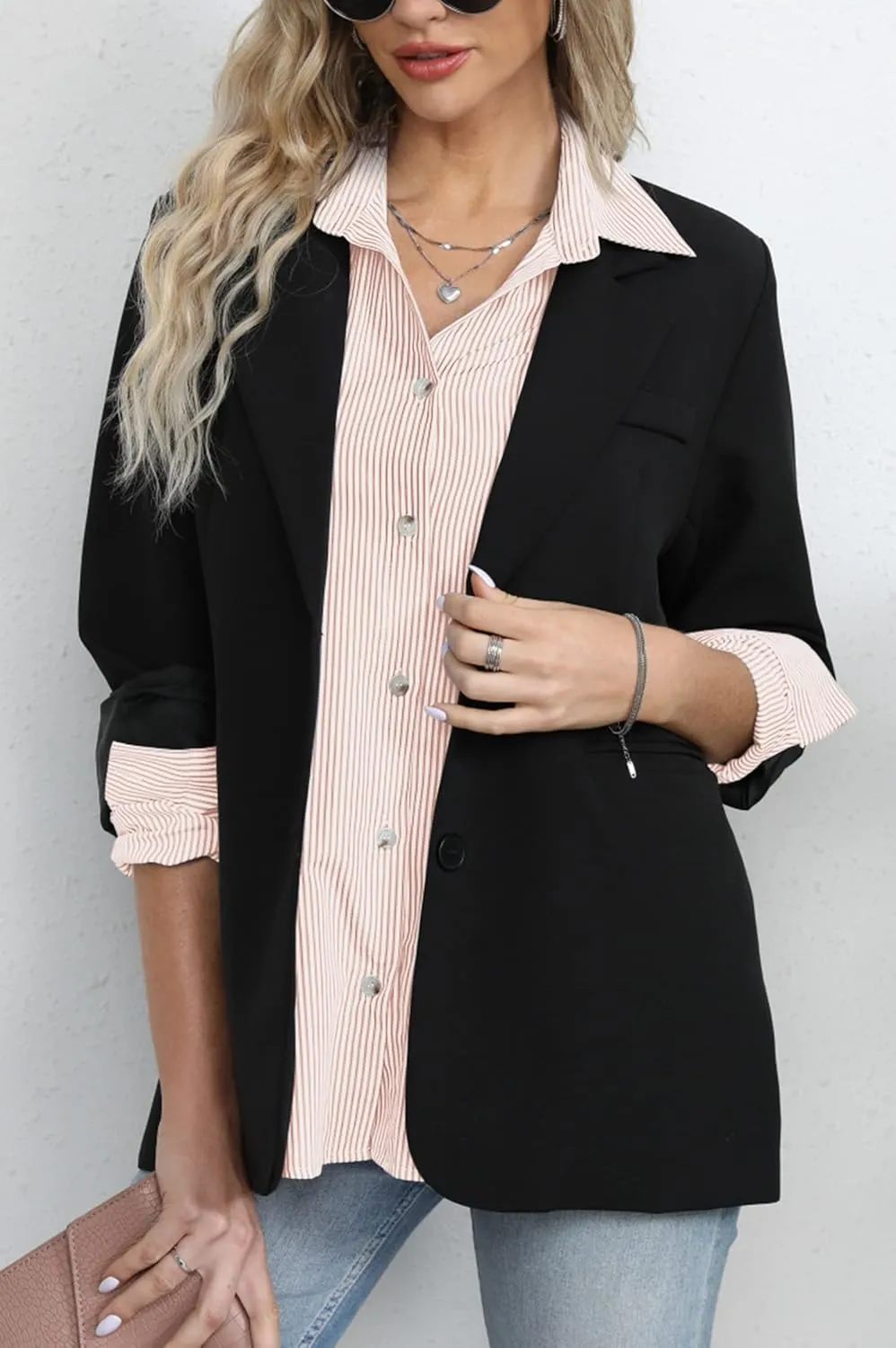Diosun Womens Striped Button Down Shirts Classic Long Sleeve Stylish Collared Office Work Blouses Tops