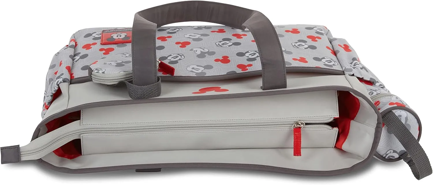 Disney Unisex Baby Tote Diaper Bag and Changing Pad, Minnie Mouse Bows Print, Large