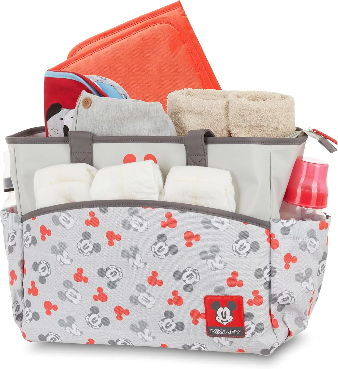Disney Unisex Baby Tote Diaper Bag and Changing Pad, Minnie Mouse Bows Print, Large