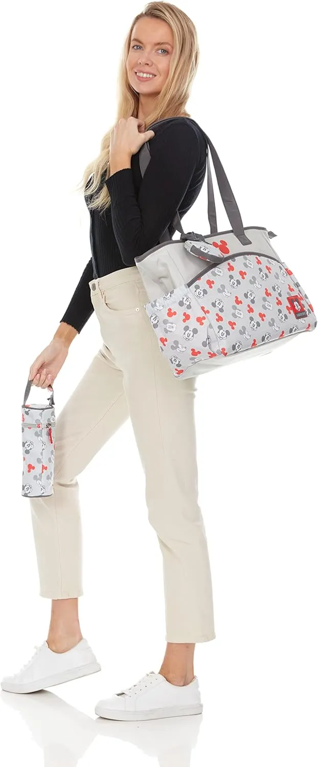 Disney Unisex Baby Tote Diaper Bag and Changing Pad, Minnie Mouse Bows Print, Large