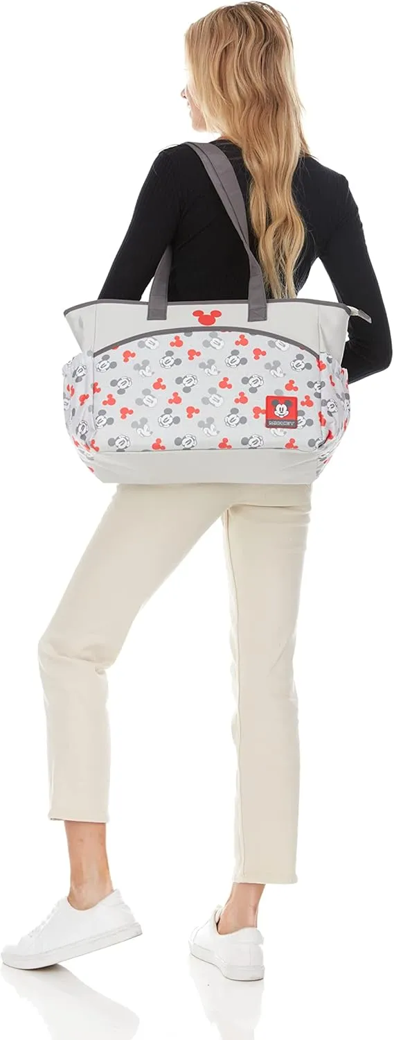 Disney Unisex Baby Tote Diaper Bag and Changing Pad, Minnie Mouse Bows Print, Large
