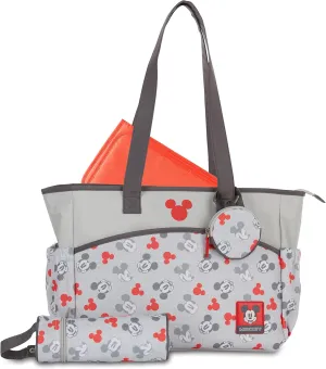 Disney Unisex Baby Tote Diaper Bag and Changing Pad, Minnie Mouse Bows Print, Large