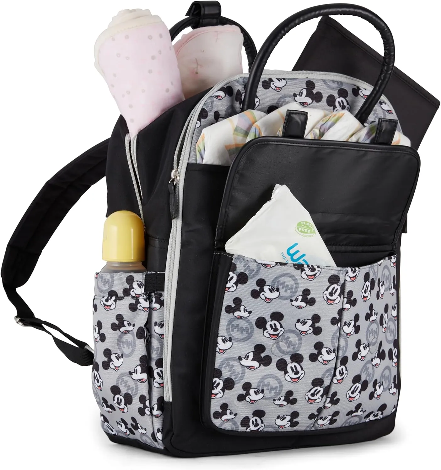 Disney Unisex Baby Travel Diaper Backpack| 16-Inches Height Multi-Functional Bag, Mickey Mouse Double Handle, Extra Large