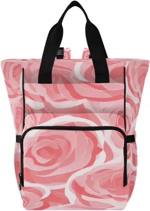 Doodle Pink Rose Diaper Bag Backpack, Mommy Bag, Multifunctional Diaper Bag, Travel Backpack, Large Capacity Diaper Bag